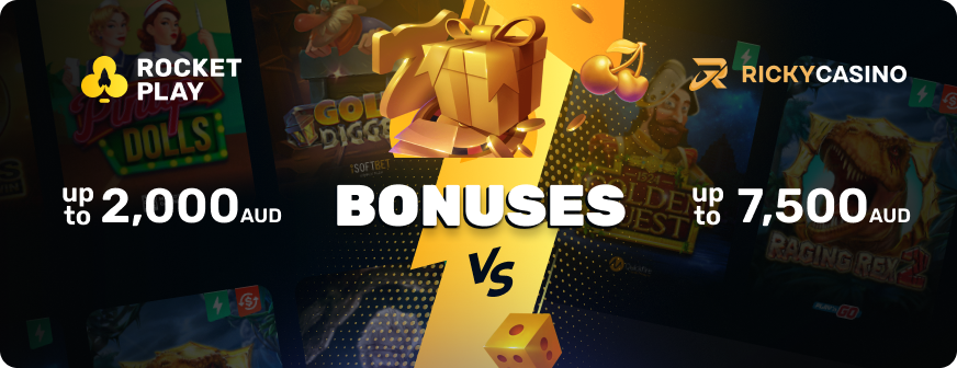 Welcome Bonuses at Ricky Casino vs RocketPlay Casino